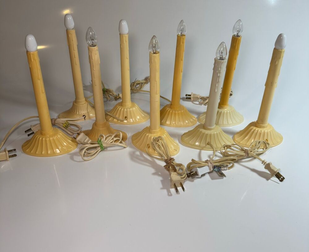 Vintage Holiday Christmas Electric Window Candles Plastic Wax Drip TESTED LOT 9